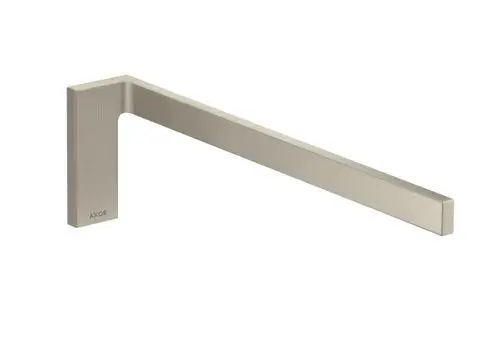 Brushed Nickel Handtuchhalter von AXOR, rechteckige Form, mit einer flachen, geraden Linie und einem stabilen, minimalistisch gestalteten Halter.